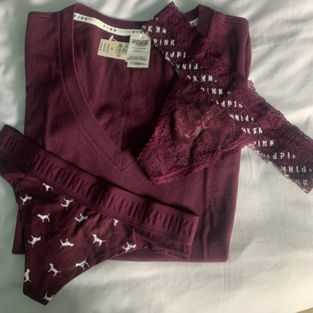 PINK Victoria's Secret Lounge Tee & Thongs Set